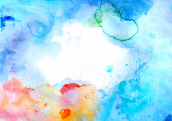Rainbow multicolor cloud background party smoke abstract watercolor illustration background bright colors