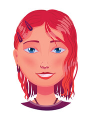 Face construction element, avatar creation, head template. Vector cartoon head. Head part for face generator isolated on white background