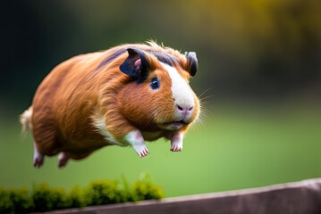 Jumping guinea pig. Generative AI