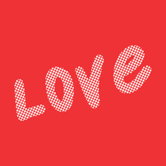 The word of love in dots. Vector calligraphy.