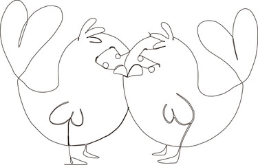 continuous line art black and white love symbol drawing