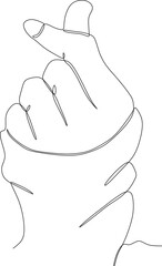 continuous line art black and white love symbol drawing