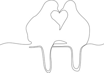 continuous line art black and white love symbol drawing