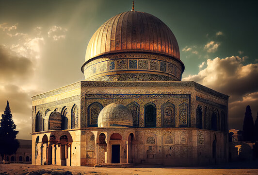 Beautiful Aqsa mosque, AI-generated 