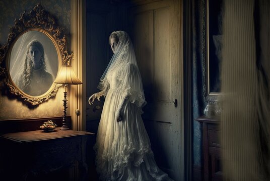 Ghost of a Victorian Woman. Generative AI, non-existent person.