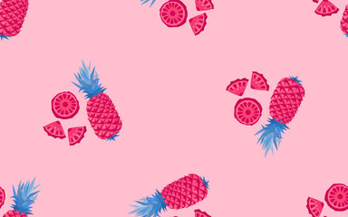 Seamless fruit pattern in viva magenta color