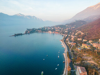 Sunset on the beach of Lake Garda