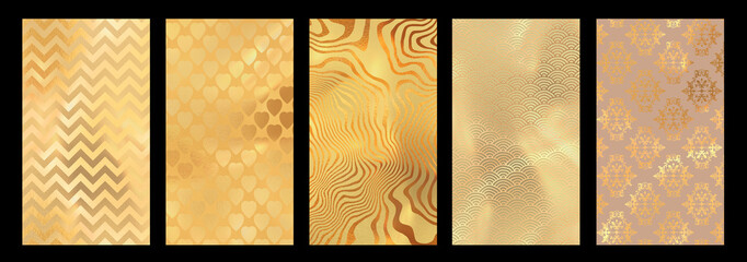 Set of golden metallic deluxe textures - aureate elegance graphic templates kit
