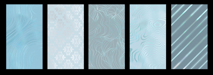 Set of pale blue metallic sumptuous textures - elegancy glamorous graphic templates kit