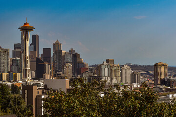 city skyline at sunset