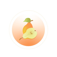 Sticker, poster, print. Vector illustration of fruit, pear.