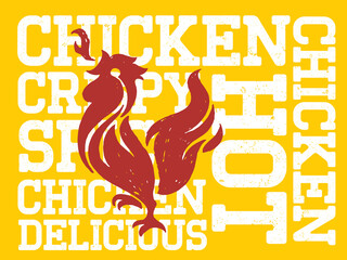 rustic fire chicken logo, hen flame hot symbol vector icon illustration, modern gradient logo , fast food restaurant app icon