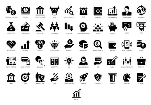 Finance and Business Flat Icons Set