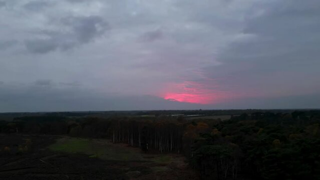 4k hyperlapse of the sun setting over Rendlesham Forest in Suffolk, UK