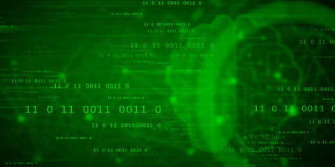 2d illustration abstract digital binary data on computer screen