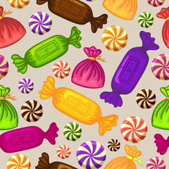 Seamless pattern of sweet candy