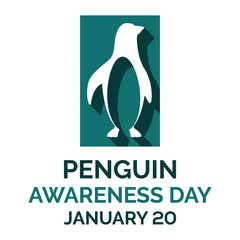 Penguin Awareness Day. January 20.Template for background, banner, card, poster. Vector EPS10 illustration