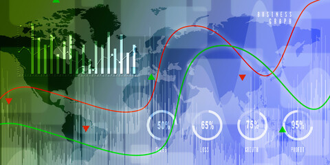 2d rendering Stock market online business concept. business Graph 