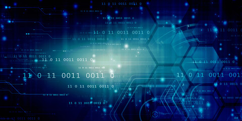 2d illustration abstract digital binary data on computer screen