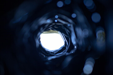 Black hole tunnel, light at the end of the tunnel, portal - obrazy, fototapety, plakaty