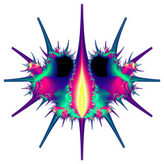 Spiky Fractal Bug in Blue Pink Purple and Green - 557436095