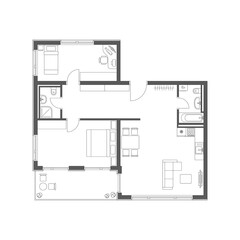 Scheme of the apartment with furniture.