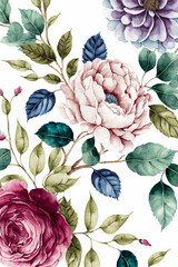 AI generated watercolor vintage floral patterns