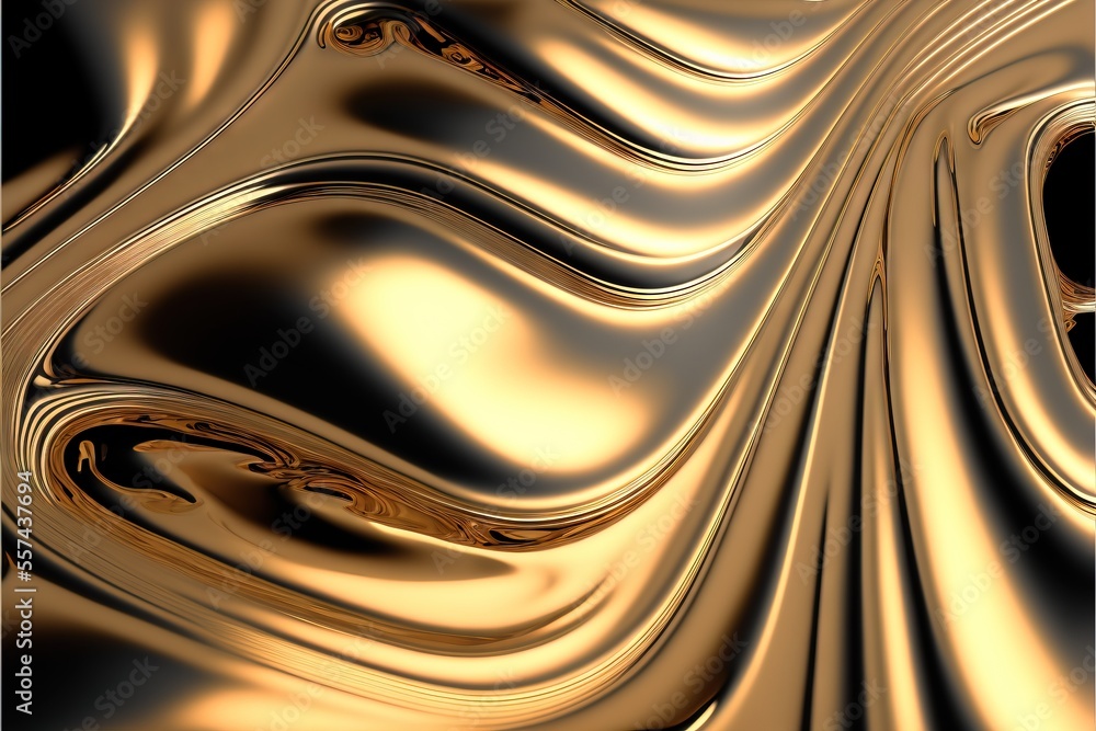 Poster a gold background with wavy lines and curves in the center of the image. generative ai