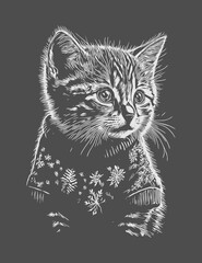 Vintage vector illustration of cute cat
