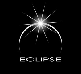 eclipse symbol on black background/ sun shine concept logo