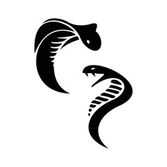 vector illustration of two heads of cobra snakes isolated on white background
