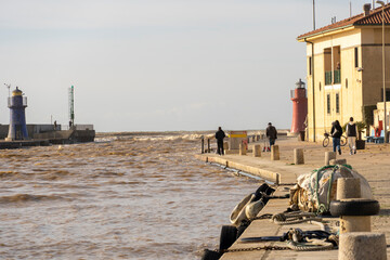 Italy Tuscany Maremma Castiglione della Pescaia, period of flood, panoramic view of the coast of...