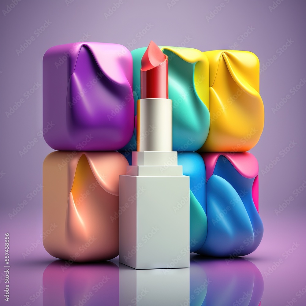 Aufkleber a lipstick is sitting on a box with a purple background and a purple background behind it is a multi