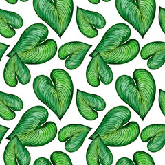 Watercolor leaves in a seamless pattern. Can be used as fabric, wallpaper, wrap.