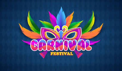 Carnival card or banner With Colorful Party Elements and typography design. Vector illustration