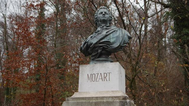 sculpture of Wolfgang Amadeus Mozart at Salzburg Kapuzinerberg