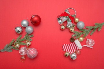 Christmas material，Christmas material, X'mas Flower and ball and Christmas socks decorations.