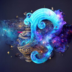 aquarius sign, sign, zodiac, cosmos, neon, aquarius, AI generated