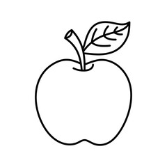 Apple vector illustration. Cartoon red apple. Apple icon. Apple for coloring page.