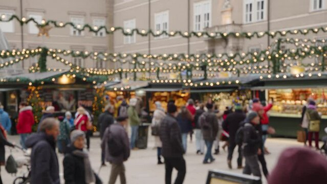 Salzburg traditional christmas market on famous Domplatz