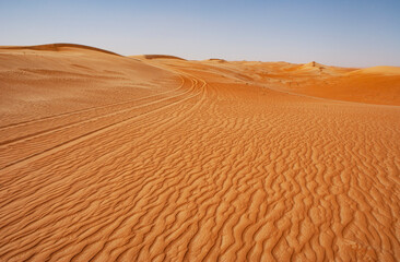 Fototapeta na wymiar Sanddünen in der Rimal al Wahiba Wüste,Oman,