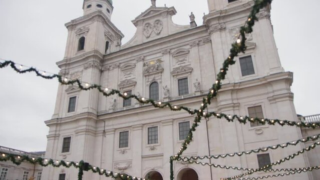 Salzburg traditional christmas market on famous Domplatz