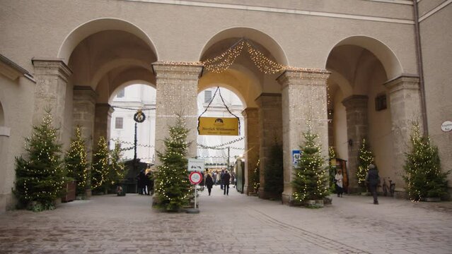 Salzburg traditional christmas market on famous Domplatz