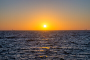 Beautiful sunset in the middle of the atlantic ocean