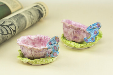 brick-colored handmade cup