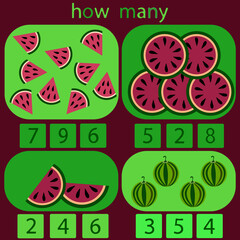 count how many watermelons are in the picture