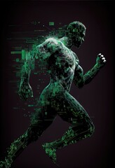 Fototapeta premium Person made of colorful data in the virtual reality metaverse created by generative AI. Digital image made to represent futuristic technologies.