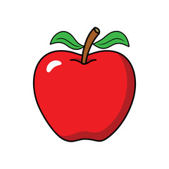 Apple vector illustration. Cartoon red apple. Apple icon. Apple for coloring page.
