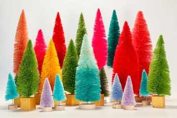 Mid Century Modern Christmas Bottle Brush Trees