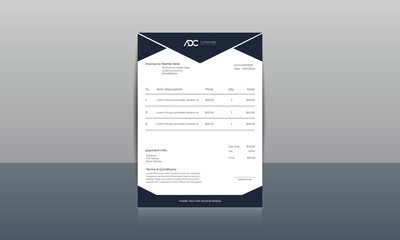 Corporate business minimalist invoice design for accountants vector template.Vector Business Stationery Design. Print Template. Minimalist Invoice Easy to edit and customize